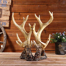 HYY-YY Nordic Home - Doppia corna ornamenti nostalgici in resina, fatti a mano, supporto da scrivania, portico, artigianato delicato e bello