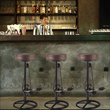 HNWTKJ Sgabello da Bar, Sedute Rotonde, Sgabello Alto, Stile Industriale, Struttura Metallica, Piedini Regolabili, Stabile, Montaggio Facile, Marrone Vintage, Cucina/Bar/Ristorante