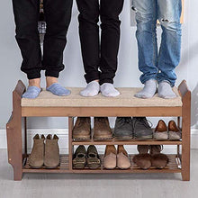 YANG 2 Livello Wooden Shoe Rack Change Scarpe Panca Imbottita poggiapiedi Bagagli Petto Guardaroba Dressing Table Sgabello ottomano Carico 250kg (Size : L/60CM)