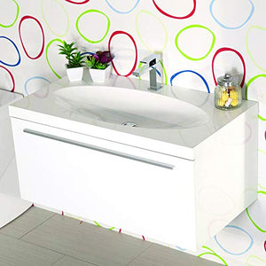 MarinelliGroup Arredo Bagno Mobile sospeso 90 cm con lavabo Specchio e Luce LED EDERA Bianco