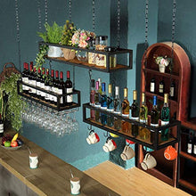 Portabottiglie Da Vino Da Appendere Sottosopra Portabottiglie Con Ganci Ripiani Galleggianti In Legno Portafiori Porta Piante Decorazione Da Soffitto Scaffale A Catena Regolabile In Metallo, 100 Cm (