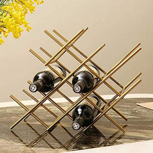 RJJBYY Semplice Moderna Wine Rack Spazzolato Rivestimento dell'oro 12 Bottiglia Magazzinaggio Free Standing espositore 47 Centimetri Desktop Decorazione Geometrica Design Bottle Holder
