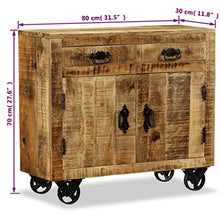 vidaXL Credenza con 2 Cassetti 1 Armadietto in Legno Grezzo Mango Cassettiera
