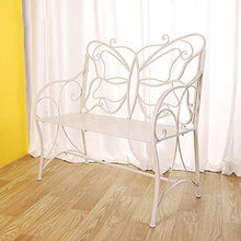 Panca da giardino per terrazza in metallo per 2 persone, Panca con schienale a farfalla per il tempo libero per interni, Sedia da portico in ghisa robusta e durevole, Panca decorativa da ingresso