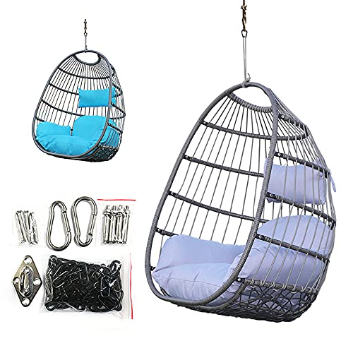 WGFGXQ Sedia a Dondolo in Rattan Senza Supporto, Sedia in Rattan sospesa per Esterni da Giardino con Cuscino e Copertura per Giardino Esterno da Interno