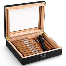 Cigar Box, Cigar Humidor, Legno di Cedro Cigar Box, umidificatore, Grande capacità del Modello in Fibra di Carbonio Alta qualità (Size : 25.9x22x6.8cm)