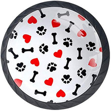 I Love Bone Paw Red Heart Pomelli per Porta Set di 4 Pomelli per Mobili Manopole per Cassetti Cucina Armadio Vetro