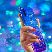 CrazyLemon Custodia per iPhone X/iPhone Xs, sabbie mobili scintillanti lucide e custodia per telefono in TPU in silicone morbido con design pieno di strass per le donne - Blu + Viola