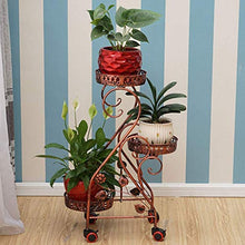 Mensola Porta Fiori Portaoggetti in Metallo con Mensola a 3 Strati con Ruote, O&YQ