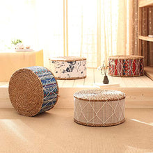 RUYII Decration del Cuscino di Tatami della Stuoia di Seduta della Sedia di Yoga del Pavimento del Cuscino Fatto A Mano del Tessuto Rotondo della Paglia 2PCS,H-40cm