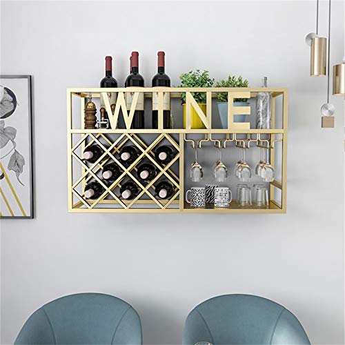 Porta bottiglie da vino Portabottiglie da parete con espositore, portabottiglie da vino industriale con portabicchieri e bottiglie di vino, mensole da parete per esposizione di vini vintage (nero e
