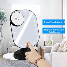 JSJJAUJ Specchio per Il Trucco 20 luci a LED Touch Screen con 10x Specchio di Makeup di ingrandimento Regolabile a 180 Gradi Rotazione Stonepless Dimmable Vanity Specchio