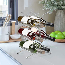 Belle Vous Portabottiglie Vino da Terra in Acciaio Inossidabile - Porta Bottiglie di Vino da 6 - Espositori Vino da Tavolo 3 Livelli per Esposizione - Porta Vino da Terra per Cucina, Dispensa, Cantina