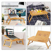 Tavoli da picnic Tavolo pieghevole, tavolo da scrivania per laptop regolabile 100% bambù con ventilatore di raffreddamento USB Scaffale pieghevole Scaffale per dormitorio letto portatile Stand portati