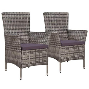 FAMIROSA Sedie da Giardino 2 pz con Cuscini in Polyrattan Grigio-4073