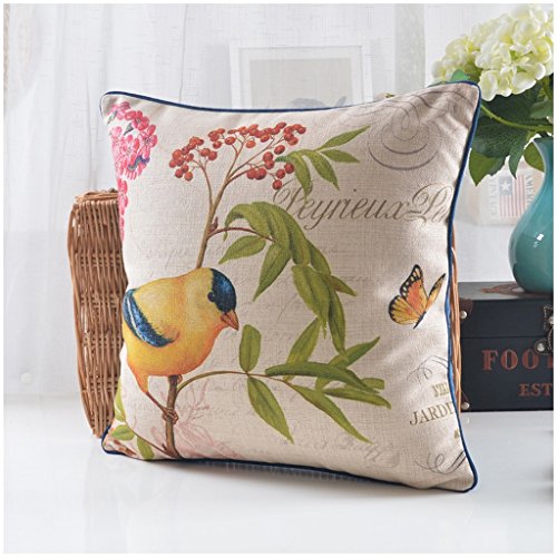 MEILING American Style Garden Cuscino di Cotone e Lino di Spessore Esempi di Fiori e Uccelli con Cuscini Cuscino Modello (Colore : XH0010-60cm)