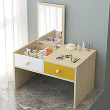 DD&QG 2 Cassetti Organizzatore di Archiviazione Mini Tavolo da Toeletta per Casa Camera da Letto,Piccolo Tavolo da Trucco con Flip Top Mirror,Assemblaggio Facile-Naturale-a 60x40x36cm(24x16x14inch)