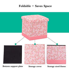 HOIHO Stampa Sgabello, Tessuto Cambia Scarpe Sedile Creativo Divano Panca Multifunzione Sedia Grande capacità ottomano Blu, Rosa Camera da Letto Soggiorno Disponibile