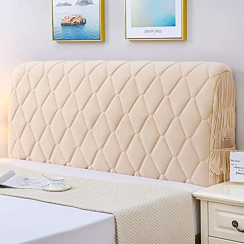 Copri Testata Letto Matrimoniale Imbottita In Cotone, Elastica Fodera Blu/Bianco, Copritestata All-inclusive Cover Decorazione Camera Letto,Beige-180X60CM