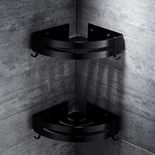 DONGLU mensole Bagno Scaffale Triangolare Bagno Spazio Nero Scaffale Angolare in Alluminio Scaffale per Pugno Gratuito Portabottiglie per Spezie da Cucina