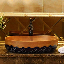 ZWJ Lavabo da Bagno Ovale in Ceramica Retro Controsoffitto Bacino Lavabo Adatto for Vari Stili