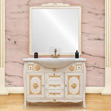 SHOP CHIC Mobile Bagno 105 cm Barocco in Tinta Avorio decapè Completo di specchiera