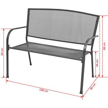Tuduo - Panchina da giardino con braccioli, in tessuto di acciaio, 108 x 60 x 88 cm