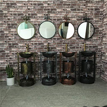 F-HOME Lavabo, Lavabo in Ferro Stile Hotel Art Hotel in Stile Industriale Lavandino Bar Ristorante (Colore : Nero)