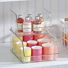 mDesign Organizer frigorifero in plastica – Scatola da cucina con parte anteriore aperta per frigo e armadietti – Contenitori cibo ideali per diversi tipi di alimenti – Set da 2 – trasparente