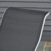 Outsunny Set 2 Sdraio da Giardino e Tavolino con Vetro, Lettino Prendisole con Tessuto Traspirante 59x169x66cm, Nero
