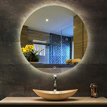 XHCP Specchio da Bagno a LED Illuminato a Parete, Specchio Rotondo Illuminato Mobili per la casa Specchio con Lampada da Trucco con Pulsante a sfioramento, Luce Calda/Bianca, 60/70 / 80cm
