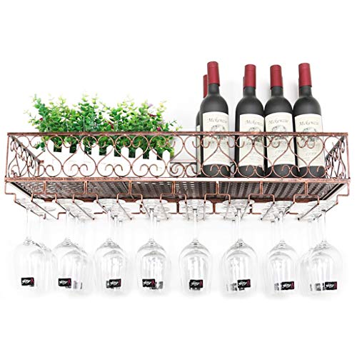 FAFZ Portavini Portabottiglie in Metallo A Parete, Sala da Pranzo E Cucina Portabottiglie Multifunzionale per Vino, Portabottiglie, Portaoggetti (Color : Bronze, Size : 50cm)
