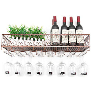 FAFZ Portavini Portabottiglie in Metallo A Parete, Sala da Pranzo E Cucina Portabottiglie Multifunzionale per Vino, Portabottiglie, Portaoggetti (Color : Bronze, Size : 50cm)