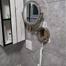ZJBB Specchio da Bagno con Luce e Presa, Specchio Trucco con Luci da Parete e Ingranditore 7X, Specchio Estensibile con Illuminazione Antiabbagliamento, 360°Girevole Specchio da Barba7X
