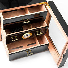 Minmin Cigar Box multistrato finestra trasparente Legno di Cedro Idratante Cabinet Piano di vernice di finitura for auto portatile Cigar Box, 250x240x240mm accessori del sigaro