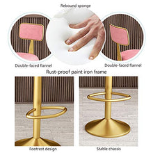 Ljings - Sgabello da bar con design moderno, regolabile, con cuscino in velluto e poggiapiedi, da cucina, colore: Rosa