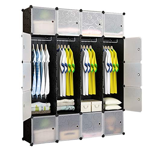 Locker 20-Porte Armadio 4 Pensili Supporto Rimovibile di Memorizzazione Plastica Scaffali Abbigliamento Piedi Camera Letto Nero Domestico 147X47X183CM MUMUJIN