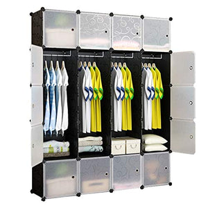 Locker 20-Porte Armadio 4 Pensili Supporto Rimovibile di Memorizzazione Plastica Scaffali Abbigliamento Piedi Camera Letto Nero Domestico 147X47X183CM MUMUJIN