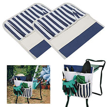 YCSD 2PCS Sgabello da Giardino per Sgabello da Giardino Borsa da Appendere Borsa da Sospensione Durevole in Tessuto Oxford （Striscia Bianca Blu）