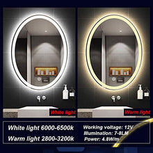 L&ED Specchio Ovale, Specchio da Bagno Illuminato a LED con Pulsante a sfioramento, retroilluminazione, vanità (Luce Bianca/Luce Calda)