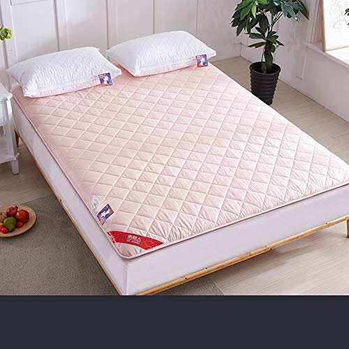 Nileco Coprimaterasso Trapuntato, Morbido Fodera del Materasso Pad Pieghevole Materasso Futon per La Casa,dormitorio Studentesco Traspirabilità Rotolo da Letto Giapponese-Rosa 90x200cm(35x79inch)