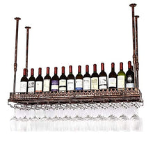 Soffitto Hanging Wine Rack, sospeso in metallo supporto di vetro del vino del metallo |Wine Bottle Holder Calici Goblet Rack for la casa Kitchen Bar, bronzo dell'annata ( Size : 80×35cm(32×14inch) )