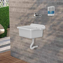 Pilozzo Lavatoio in Resina, 58x45 cm Bianco, con Portasapone, Ideale per Installazione a Muro