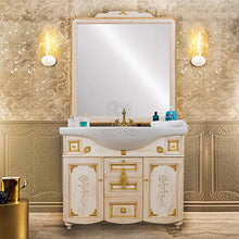 SHOP CHIC Mobile Bagno Barocco in Legno Avorio con FREGI Oro Foglia