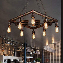 N/Z Home Equipment Ralph Pipe E27*8 Steampunk Bright Loft Style Living Room Dining Room Square 8 Head Wrought Iron Bar Cafe Easy to Tall