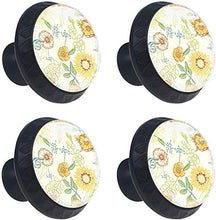 Foglie dipinte a mano motivo floreale Pomelli per Porta Set di 4 Pomelli per Mobili Manopole per Cassetti Cucina Armadio Vetro