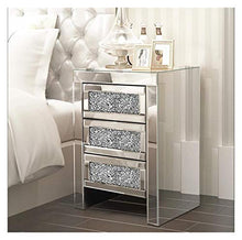WSZMD 3 Cassetto Veneziano Vetro A Specchio Comodino in Vetro Maniglia in Vetro Specchio Camera Letto Comodino per Mobili Camera Letto, Comodino