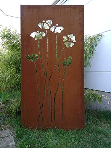 Zen Man 031925-2 - Paravento da Giardino, in Metallo ruggine, 150 x 50 cm