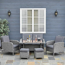 Outsunny Salotto da Giardino Set 6 Pz con Divano e Poltrone da Esterno, Mobili da Giardino in Rattan Grigio