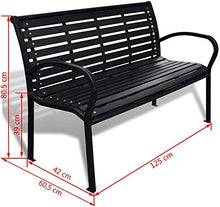 Terrazza all'aperto Park Seat Garden Bench (nero) Dimensioni: 125 x 60.5 x 80,5 cm (lunghezza x larghezza x altezza),Garden bench